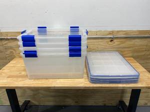 IRIS WEATHERTIGHT 60 Qt. Multi-Purpose Storage Box in Clear with Blue Buckles (4-Pack)
