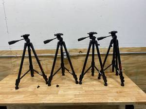 BOSCH Lot of 4-  Compact Tripods with Extendable Height for Use with Line Lasers, Point Lasers, and Laser Distance Tape Measuring Tools