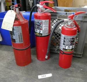 lot 103 image: 3 Fire extinguishers