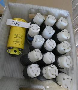 lot 104 image: Lot of 20, 30, 60Amp electrical plugs, all used