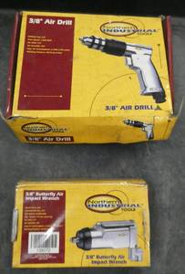 lot 123 image: New 38 Air Drill and 38 Butterfly Air impact wrench