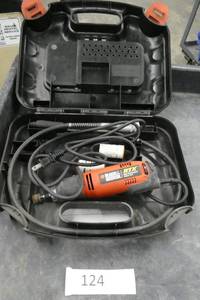 lot 124 image: Black & Decker rotary tool with extension and tools, works