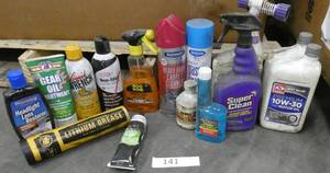 lot 141 image: Chemical lot - Liquid wrench, gear oil, goo gone, fuel treatment, lithium grease, 10W-30 and more
