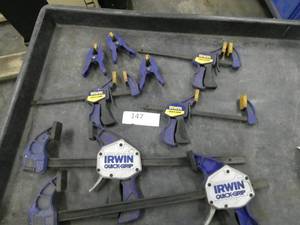 lot 147 image: 2 large Irwin Quick Grip and 3 smaller clamps