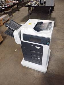 lot 80 image: HP&nbspLaserJet M4555 MFP&nbspPrint TechnologyLaser&nbspOutput TypeMonochrome&nbspConnectivity TechnologyUSB&nbspInterface TypeUSB&nbspPortsUSB, Ethernet&nbspIncludedToner&nbspFunctionsCopy, Scan, Print