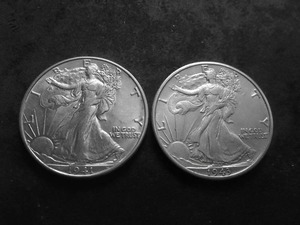 1941 D & 1943 D Walker Half Dollars