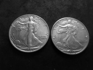 1943 & 1944 D Walker Half Dollars