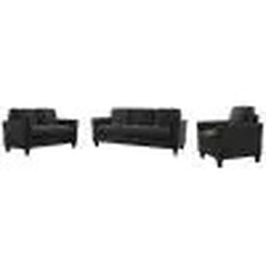 lot 34 image: Polyester-Blend 3-Pieces Black Sofa Set and Living Room Set by Boyel Living