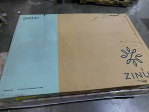lot 6 image: Bobbie Brown Queen Wood Platform Bed Frame by Zinus