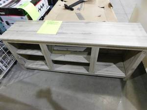 lot 36 image: 58 in. Light Gray  TV Stand Fits TVs up to 65 in. with 4-Open Storage Shelves
