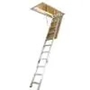 lot 33 image: 8 ft. - 10 ft., 25 in. x 54 in. Aluminum Attic Ladder with 375 lb. Maximum Load Capacity by Werner