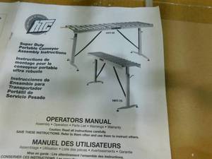 lot 50 image: Powder Coated Steel 26.5 in. to 43.5 in. H, 24 in. W Roller Table Adjustable Conveyor with 17 Rollers by HTC