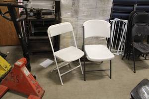 lot 636 image: Lot of (2) Metal Folding Chairs with Plastic Seat