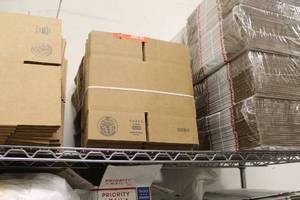 lot 681 image: Lot of (Approximately 75) Uline S-4062 Cardboard Box Flats 6Lx6Wx6H