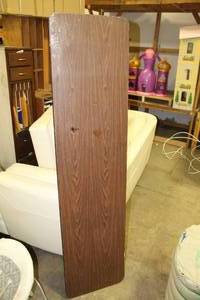 lot 733 image: Metal Folding Table with Wood Grain Top