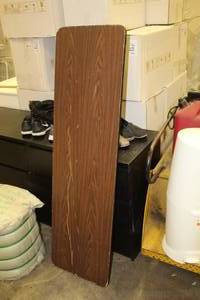 lot 736 image: Metal Folding Table with Wood Grain Top