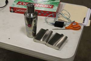 lot 812 image: Lot of (3) Bar Accessories - Flasks, Shaker