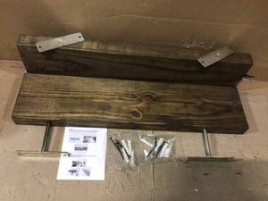 True Floating 5.5 in x 24 in x 2 in Dark Walnut Pine Floating Decorative Wall Shelf with Brackets (Set of 2)&nbsp&nbspCustomer Returns See Pictures