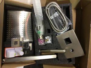 2-Handle 2-Spray of Rain LED 10 in. Shower Head System Shower Faucet and Handheld Kit in Brushed Nickel (Valve Included)&nbsp&nbspCustomer Returns See Pictures