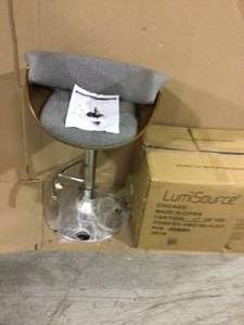 Vintage 32 in. Mod Adjustable Bar Stool in Walnut and Light Grey&nbsp&nbspCustomer Returns See Pictures
