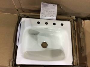 Quince Drop-in Cast Iron 25 in. 4-Hole Single Bowl Kitchen Sink in Brilliant White&nbsp&nbspCustomer Returns See Pictures