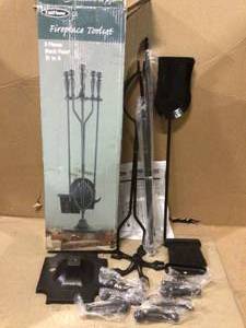 UniFlame Black Cast Iron 5-Piece Fireplace Tool Set with Ball Handles&nbsp&nbspCustomer Returns See Pictures
