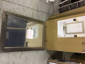 Home Decorators Collection 24 in. W x 35 in. H Framed Rectangular Anti-Fog Bathroom Vanity Mirror in Modern Nickel&nbsp&nbspCustomer Returns See Pictures
