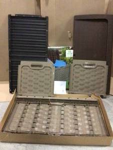 88 Gal. Plastic Mocha Brown Rattan Deck Box by Starplast&nbsp&nbspCustomer Returns See Pictures