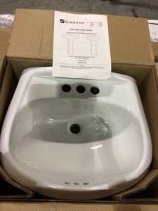 Petite Aragon 8-38 in. Pedestal Sink Basin in White by Glacier Bay&nbsp&nbspCustomer Returns See Pictures