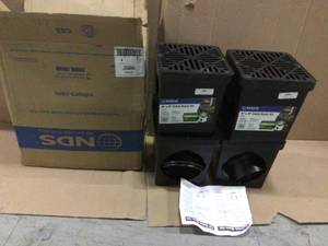 9 in. x 9 in. Plastic Square Drainage Catch Basin in Black, 2 Opening Kit by NDS&nbsp&nbspCustomer Returns See Pictures
