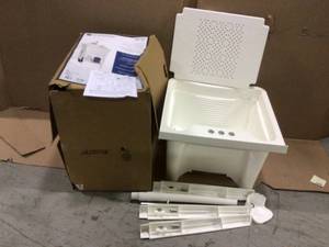 All-in-One 24 in. x 24 in. 20 Gal. Freestanding Laundry Tub in White, with Non-Metallic Pull-Out Faucet in Chrome by Glacier Bay&nbsp&nbspCustomer Returns See Pictures