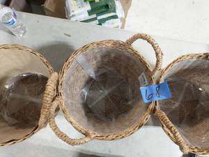 lot 68 image: 3 12.5 in. Dia. x 13.75 in. H. Straight Sided Twisted Lampakanay Basket
