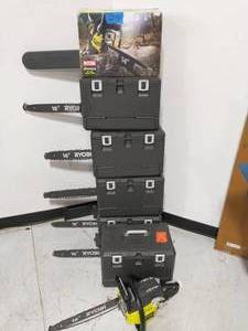 lot 34 image: 7 RYOBI CHAINSAWS 18 16