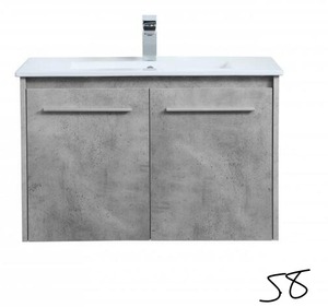 lot 57 image: 30 Single Bathroom Floating Vanity in Concrete Grey, Elegant VF44030CG TTXAM