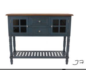 lot 37 image: DECOR THERAPY Antique Navy Wood Top Buffet
