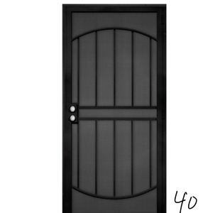 lot 40 image: 36 in. x 80 in. Arcada Black Surface Mount Outswing Steel Security Door with Expanded Metal Screen