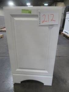 18-12 x 16. W Vanity in White - Missing Top.  Crack on LH Side Bottom Front.