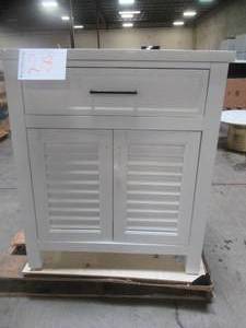 Marksfield 30 in. W x 22 in. D Bath Vanity in White with Cultured Stone Vanity Top in White with White Basin - Cracked Top, Brocken RH Back Leg.