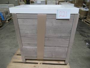 Woodbrook 30.5 in. W x 18.75 in. D Vanity in White Washed Oak with White Basin - Slight Scratch and Dent.