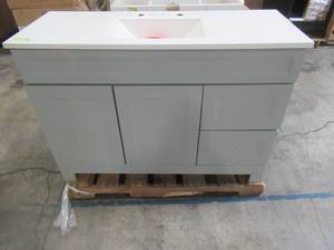 Sedgewood 48-12 X 19 W Bath Vanity in Dove Gray with Solid Surface Technology Vanity Top in Arctic with White Sink - Hole in RH Side.