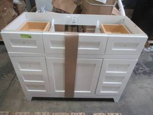 42 in. W x 19 in. D Bathroom Vanity in White. Missing Top.