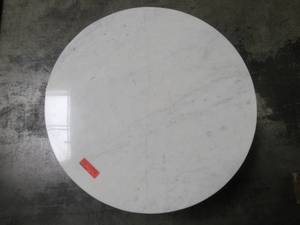 31 Round Marble top side table with Gold Colored Base. - Cracked top.