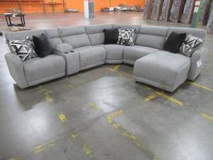 Signature By Design Ashley Colleyville 6 Piece Sectional in Stone, 54405585731774697 - BRAND NEW - LOW RESERVE OF $1,300.00 $2500.00 Retail