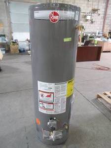 Rheem Natural Gas Residential Gas Water Heater, 40 gal., 38,000 BtuH, PROG40-38NRH62. - Top and Bottom Dents - Missing Damper.