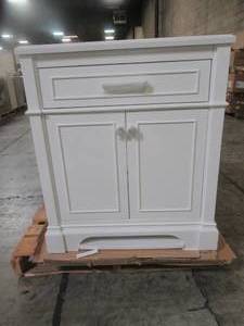 Melpark 30 in. W x 22 in. D Bath Vanity in White with Cultured Marble Vanity Top in White with White Sink - Cracked Top.