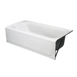 Bootz Maui 60 in. Right Drain Rectangular Alcove Soaking Bathtub in White, 011-3340-00 - Some enamel damage near wainscot and threshold.
