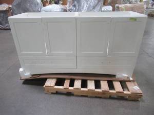Glacier Bay Lancaster 60.25 in. W Vanity  Cabinet Only in White LC60P2COM-WH - Crack on RH Front Bottom Corner.