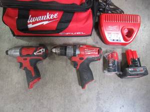 Milwaukee M12 FUEL 12-Volt Lithium-Ion Brushless Cordless Hammer Drill and Impact Driver Combo Kit (2-Tool) W Charger & Tool Bag 2598-22
