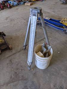 lot 60 image: Aluminum Tripod  Survey Stand and Bucket of Brackets