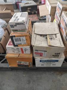 lot 154 image: Lot of (7) Cases of Assorted Pneumatic Nailer Nails and More